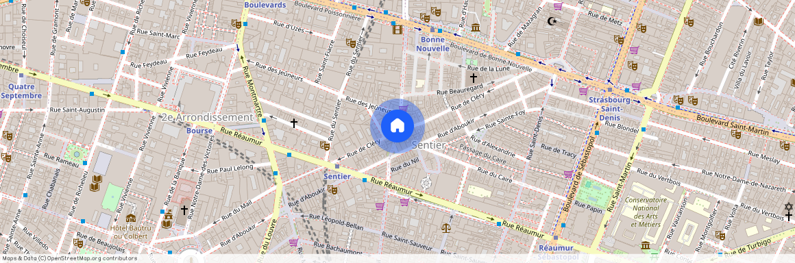 rue de Clery entre rue des Petits carreaux et rue Saint Phlippe 75002 Paris (2e arrondissement)