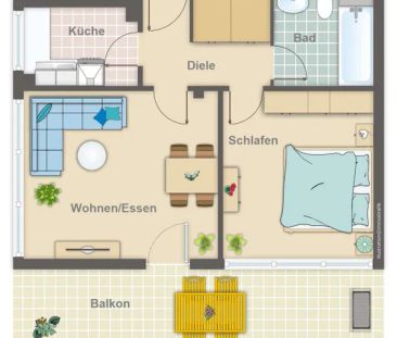 Klassische 2-Zimmer-Wohnung mit großem Balkon in Leverkusen-Bürrig! - Photo 6