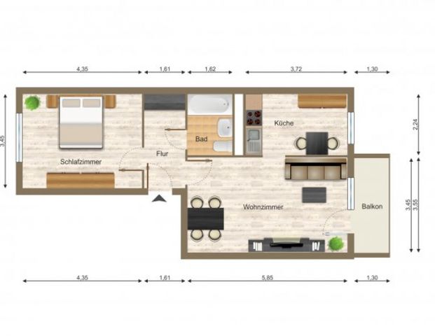 Wohnung, 2 Zimmer (55,2 m²) - Photo 1