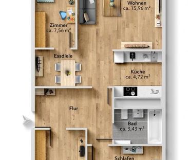 Geräumige 4-Raumwohnung mit Einbauküche - Foto 5