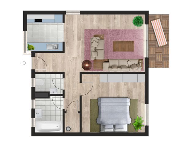 2-Raum-Wohnung mit 48,6 m², Balkon, sep. WC, Wanne, Lift, ruhige Lage. - Foto 1