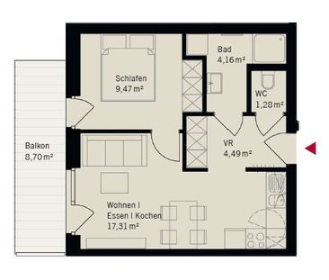 2-Zi. -Wohnung (37 m²) inkl. Balkon - Liebenau - Photo 5