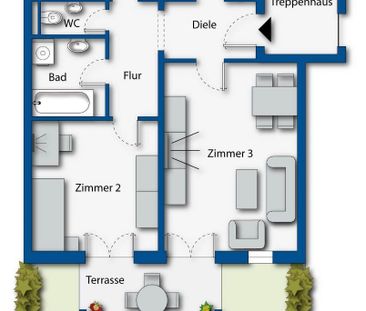 Gepflegte 3-Zimmer-Wohnung mit Terrasse ab 01.11.2025 zu vermieten - Photo 1