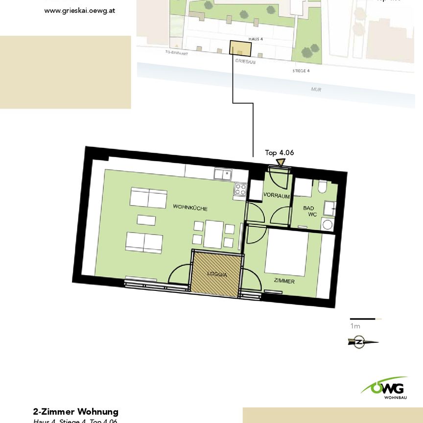 Zentrale 2-Zimmer-Wohnung im Erdgeschoss Grieskai/Lagergasse - Photo 2