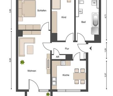 Attraktive 3-Raumwohnung sucht neuen Mieter - Foto 1