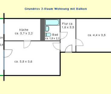 2-Raum-Wohnung mit Südbalkon - Foto 1