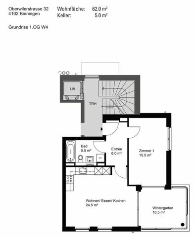 2.5 Zimmer, 62 m², 1. Stock - Photo 4