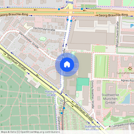 Hanauer Straße, 80992 München Moosach ca. 5, 4 km north-west of Munich-center