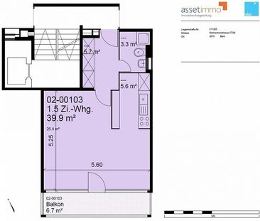 1.5-ZW à 40 m² im 9. OG mit Balkon - Foto 6