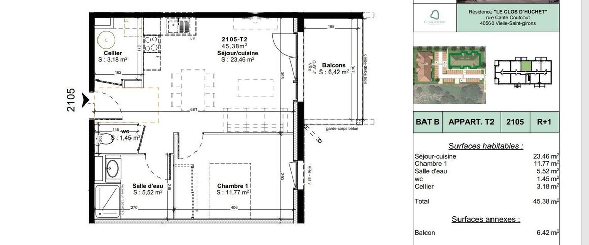 location Appartement T2 DE 45.38m² À VIELLE ST GIRONS - Photo 1