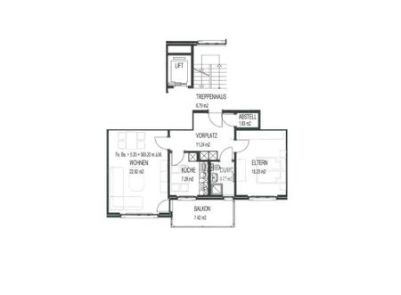 2.5 Zimmer, 62 m², 1. Stock - Foto 3