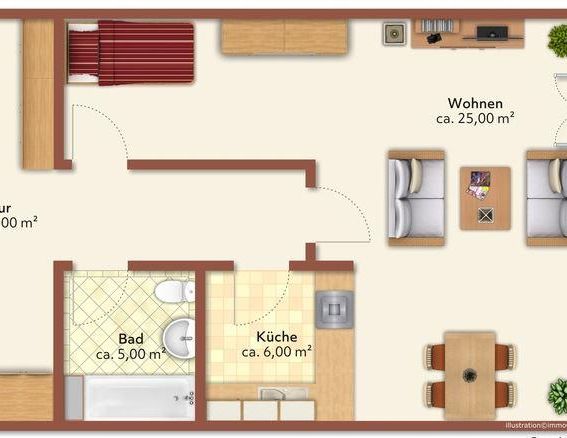 1 Raum-Wohnung mit Balkon - Photo 1