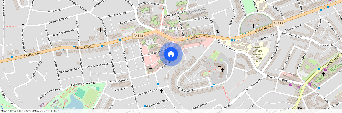 Gwydr Crescent, Uplands