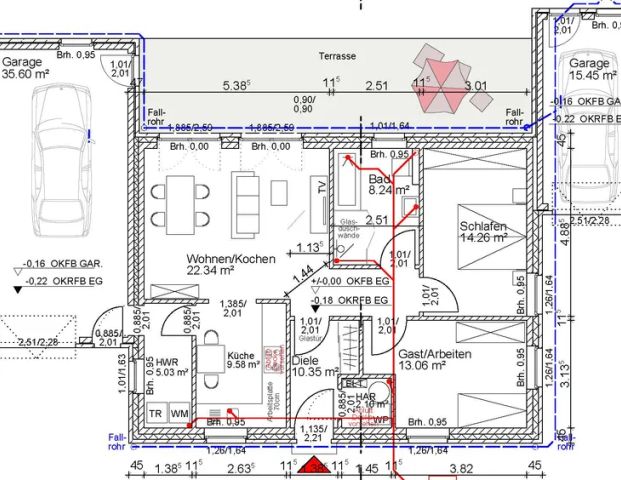Bungalow Erstbezug in zentraler Lage mit 2 Garagen und Einbauküche - Foto 1