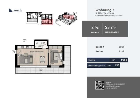 2.5-room city apartment with large balcony in Grenchen - Foto 1