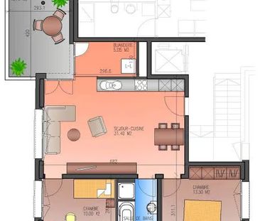 2.5 Zimmer, 54 m² - Foto 4