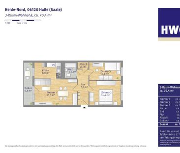 Ruhe u. Natur: Helle 3-Zi.-Wohnung in der 2. Etage ab Juni - Foto 6