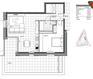 2.5 Zimmer, 65 m², 2. Stock - Foto 3