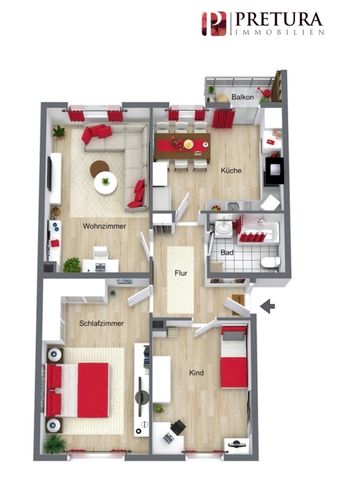 Charmante 3-Zimmerwohnung mit Balkon in ... - Foto 2