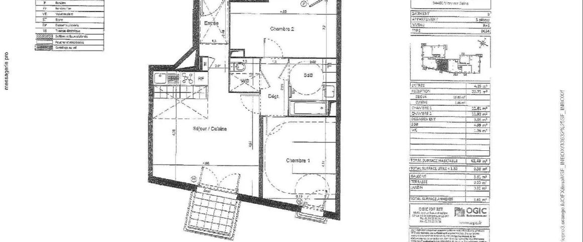 Appartement à louer 3 pièces 61m² - Photo 1