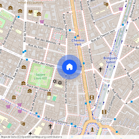 Rue du pas de la mule et boulevard Beaucmarchais 75003 Paris (3e arrondissement)