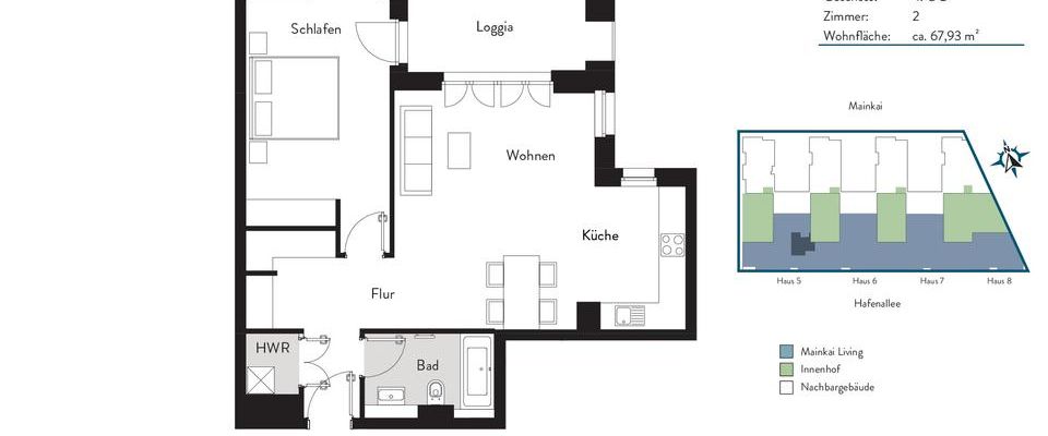 Moderne 2-Zimmerwohnung mit Einbauküche und Loggia. - Foto 1