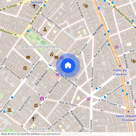 Rue Charlot entre rue de Bretagne et rue du Poitou 75003 Paris (3e arrondissement)