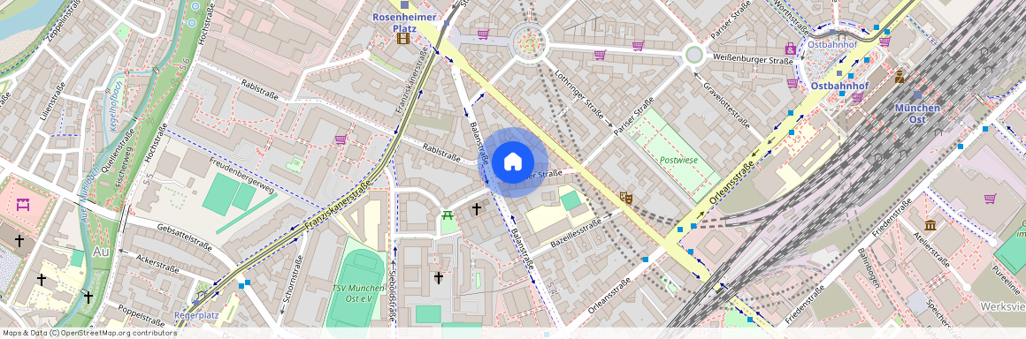 Pariser Straße, 81669 München Au-Haidhausen ca. 1, 8 km south-east of Munich-center