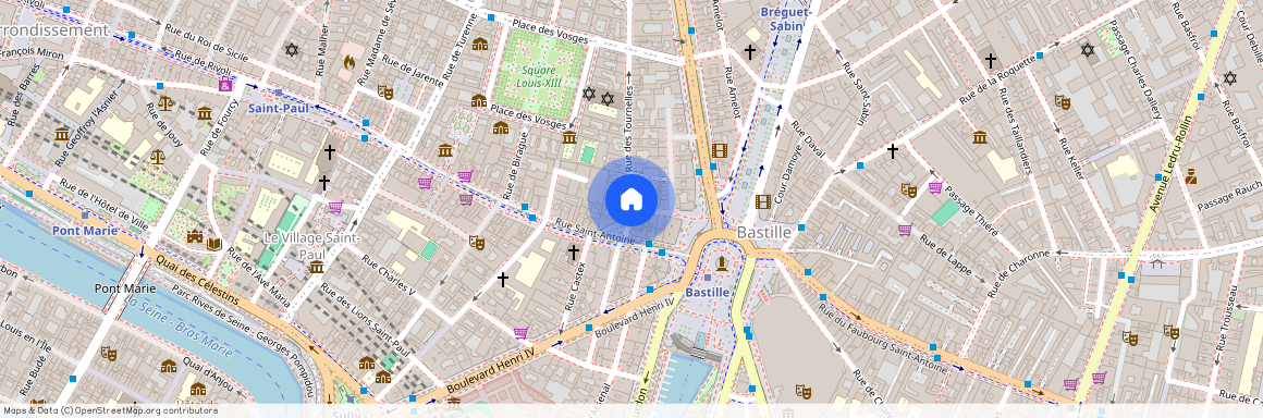 Rue des Tournelles et Rue de la Bastille 75004 Paris (4e arrondissement)