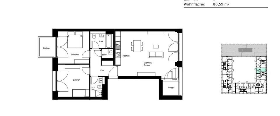 Moderne 3-Zimmer-Wohnung mit Loggia & durchdachtem Design - Foto 1