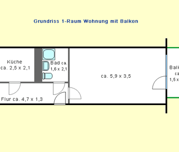 1-Raum-Wohnung mit Dusche und Westbalkon - Foto 1