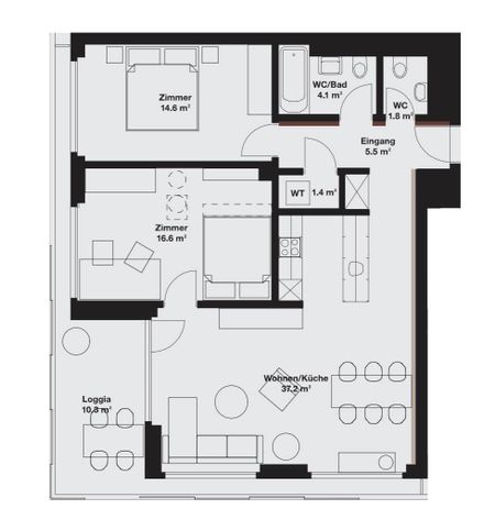 3.5 Zimmer, 81 m², 7. Stock - Photo 4