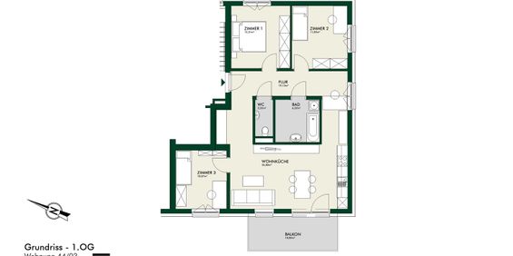 Erstbezug - Lichtdurchflutete 4-Zimmer-Wohnung im Obergeschoss mit Balkon - Photo 3
