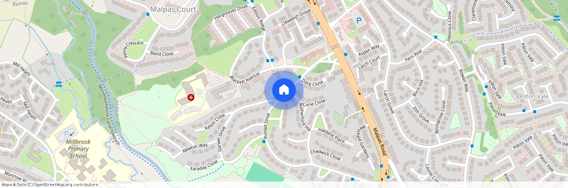 NP20 6NE Russell Drive shops Malpas, Wales, Newport