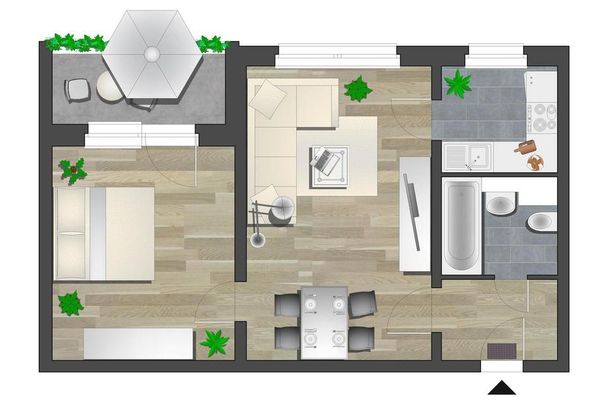 Im Grünen gelegene 2-Raum-Wohnung mit Balkon - Photo 1