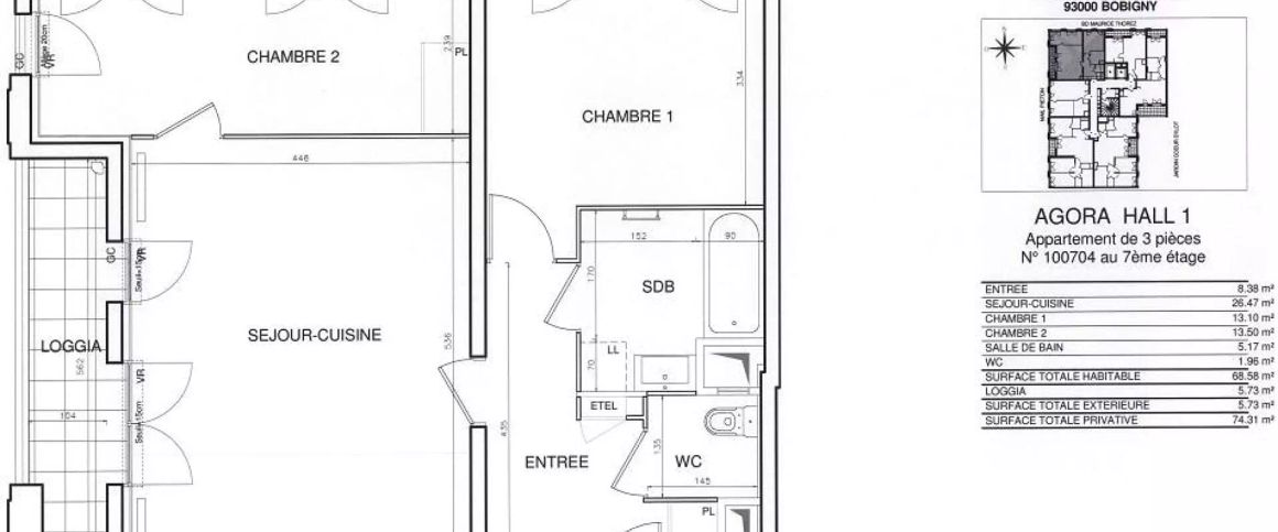 location Appartement T3 DE 68.7m² À BOBIGNY - Photo 1