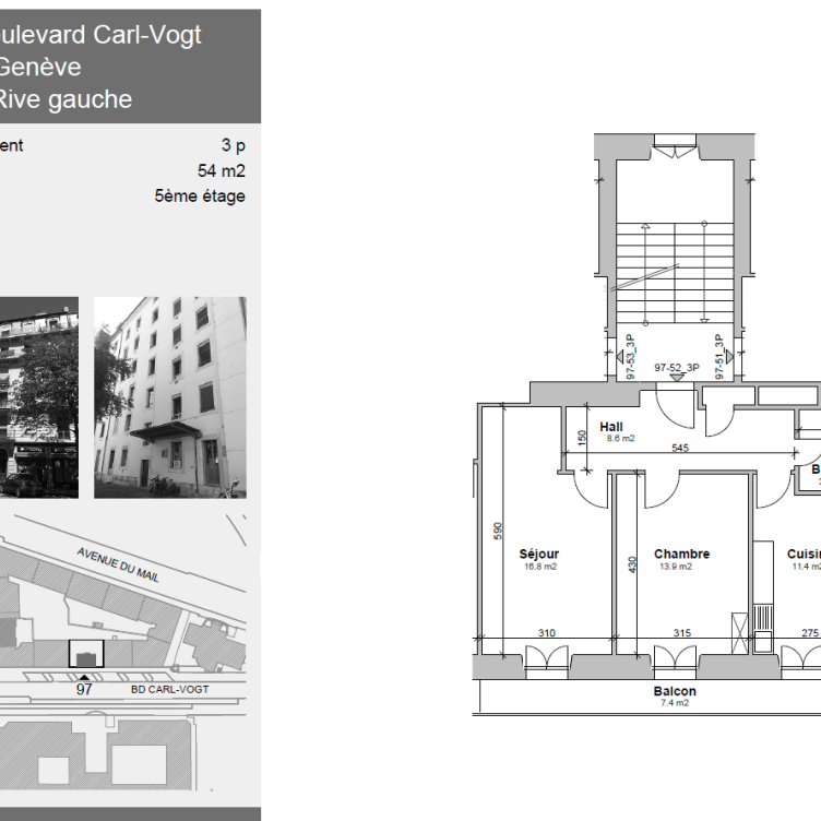 Appartement de 3 pièces au 5ème étage avec balcon - Foto 2