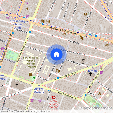 Rue du Vertbois entre rue Turbigo et rue Volta 75003 Paris (3e arrondissement)