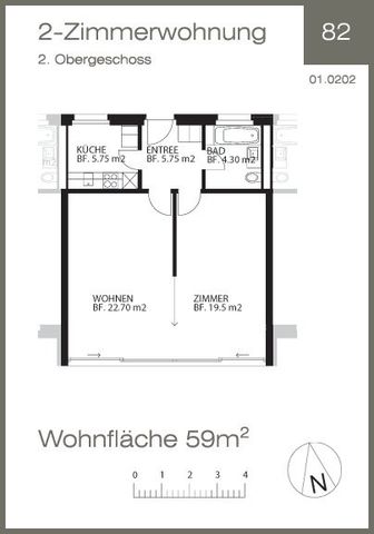 2 Zimmer, 59 m², 2. Stock - Foto 5