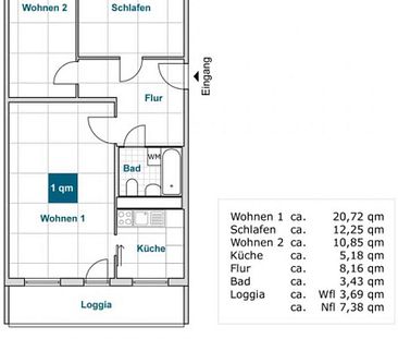 3 Raum-Wohnung mit Balkon - Foto 1