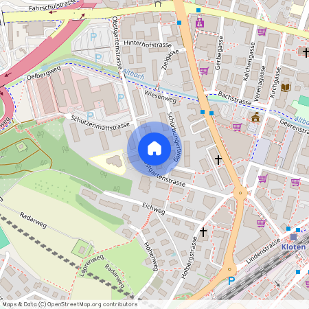 Obstgartenstrasse 12, 8302 Kloten, Lageplan