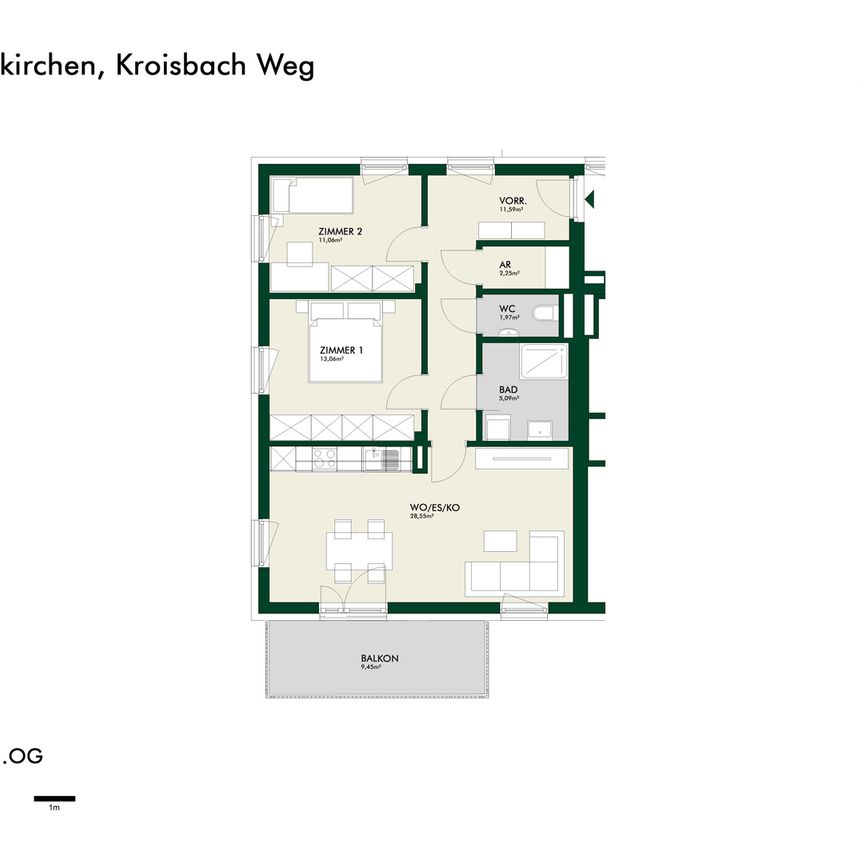 Neubau-Highlight – Stilvolle 3‑Zimmer‑Wohnung mit Küche, Balkon und Carportparkplatz - Photo 2