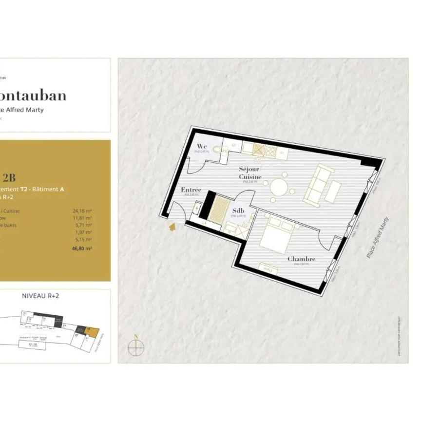 Appartement à louer 2 pièces 46.8m² - Photo 2