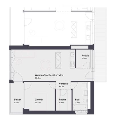 2.5 Zimmer, 58 m² - Foto 5