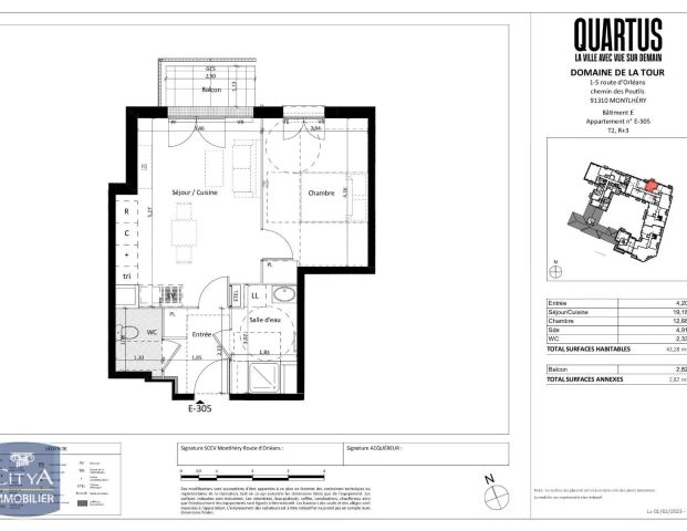 Appartement à louer 2 pièces 43.28m² - Photo 1