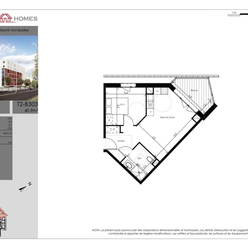 Location Appartement 2 pièces 40m² MONTPELLIER 34070 - Photo 2