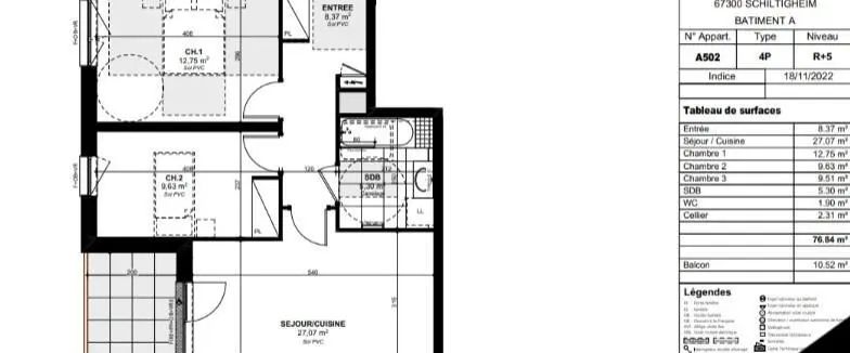 Appartement à louer 4 pièces 76.84m² - Photo 1