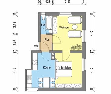 Schöne 2-Zimmer-Wohnung mit Tageslichtbad im Limes-Quartier zu ver... - Foto 2