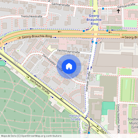 Darmstädter Straße, 80992 München Moosach ca. 5, 6 km north-west of Munich-center