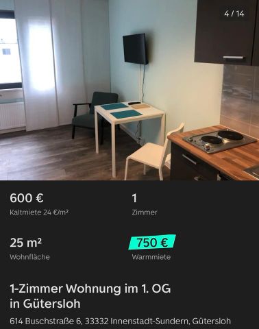 1 Zimmer möblierte Wohnung + Strom und wlan - Foto 2